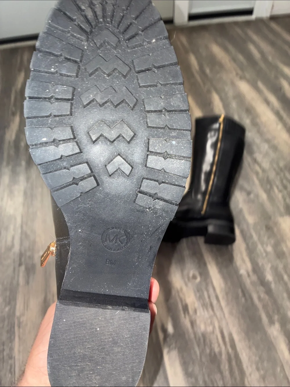 Michael Kors Black Leather MK-Emblem Knee-High Riding Boots